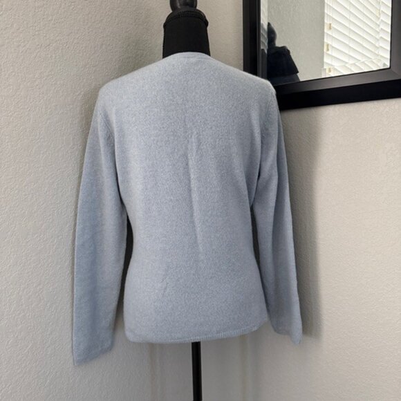 ANN TAYLOR Cashmere Baby Blue V Neck Sweater Medium - Picture 5 of 8